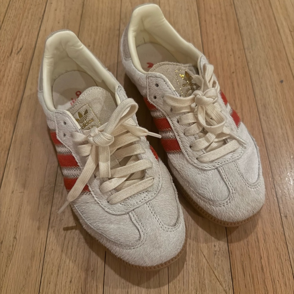 Adidas Cream and Red Classic Sneakers